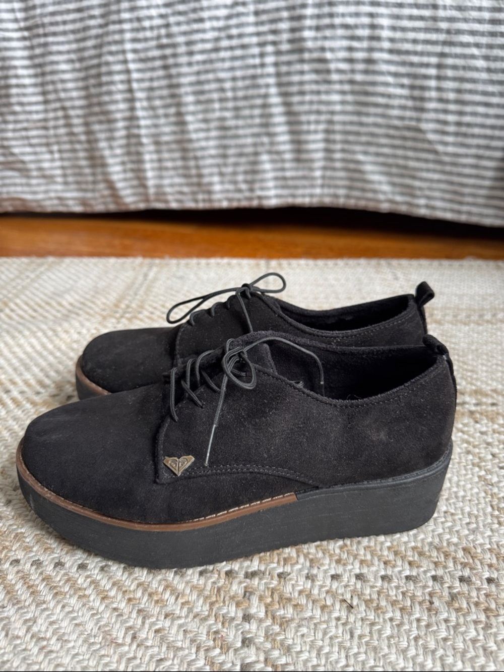 Black Lace-Up Suede Casual Shoes